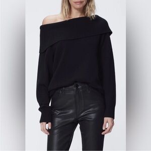 Paige Women’s Izabella Wool Cowl Neck Sweater Black Size Small